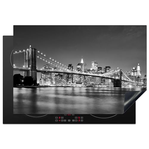 KitchenYeah© Herdabdeckplatte Einteilig Küche Ceranfeld Abdeckplatte Cerankochfeld Abdeckung Induktionskochfeld Schutzmatte Blätter - Schwarz - Gold - Luxus - Natur - Pflanzen - 78x52 cm von KitchenYeah