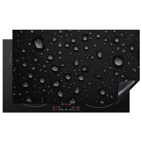 KitchenYeah© Herdabdeckplatte Einteilig Küche Ceranfeld Abdeckplatte Cerankochfeld Abdeckung Induktionskochfeld Schutzmatte Blätter - Schwarz - Gold - Luxus - Natur - Pflanzen - 90x52 cm von KitchenYeah