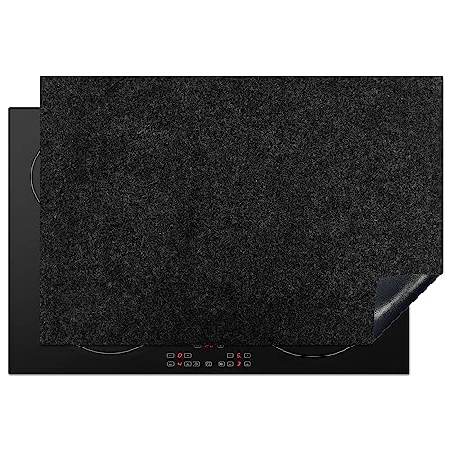 KitchenYeah© Herdabdeckplatte Einteilig Küche Ceranfeld Abdeckplatte Cerankochfeld Abdeckung Induktionskochfeld Schutzmatte Granite - Schwarz - Design - Stein - 77x51 cm von KitchenYeah