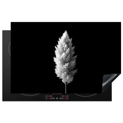 KitchenYeah© Herdabdeckplatte Einteilig Küche Ceranfeld Abdeckplatte Cerankochfeld Abdeckung Induktionskochfeld Schutzmatte Pampasgras - Schwarz - Pflanzen - Pampasfedern - Natur - 80x52 cm von KitchenYeah