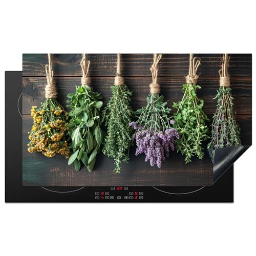 KitchenYeah© Herdabdeckplatte Einteilig Küche Ceranfeld Abdeckplatte Cerankochfeld Abdeckung Induktionskochfeld Schutzmatte Pflanzen - Holz - Blumen - Trocknen - 91.2x52 cm von KitchenYeah