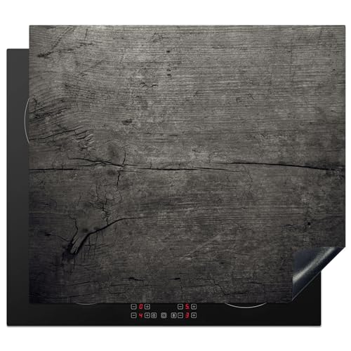 KitchenYeah© Herdabdeckplatte Einteilig Induktionsmatte Küche Abdeckung Ceranfeld Herd Abdeckplatte Deko Vinyl Matte Aufrollbar Beton - Grau - Dunkel - 60x52 cm von KitchenYeah
