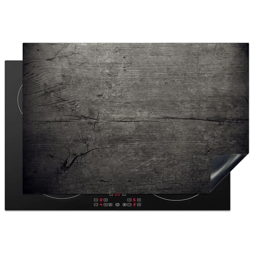 KitchenYeah© Herdabdeckplatte Einteilig Induktionsmatte Küche Abdeckung Ceranfeld Herd Abdeckplatte Deko Vinyl Matte Aufrollbar Beton - Grau - Dunkel - 77x51 cm von KitchenYeah