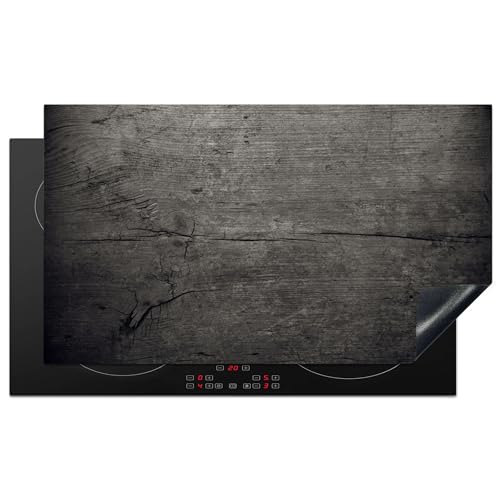 KitchenYeah© Herdabdeckplatte Einteilig Induktionsmatte Küche Abdeckung Ceranfeld Herd Abdeckplatte Deko Vinyl Matte Aufrollbar Beton - Grau - Dunkel - 90x52 cm von KitchenYeah