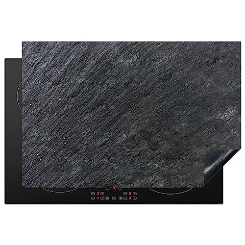 KitchenYeah© Herdabdeckplatte Einteilig Ceranfeld Abdeckplatte für Induktionsschutz Ceranfeldabdeckung Vinyl Herdabdeckplatten Beton - Stein - Industrial - Schiefer - Structure - Grau - 76x51 cm von KitchenYeah