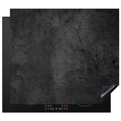 KitchenYeah© Herdabdeckplatte Einteilig Ceranfeld Abdeckplatte für Induktionsschutz Ceranfeldabdeckung Vinyl Herdabdeckplatten Beton - Vintage - Rustikal - Grau - Schwarz - 60x52 cm von KitchenYeah