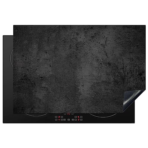 KitchenYeah© Herdabdeckplatte Einteilig Ceranfeld Abdeckplatte für Induktionsschutz Ceranfeldabdeckung Vinyl Herdabdeckplatten Beton - Vintage - Rustikal - Grau - Schwarz - 78x52 cm von KitchenYeah