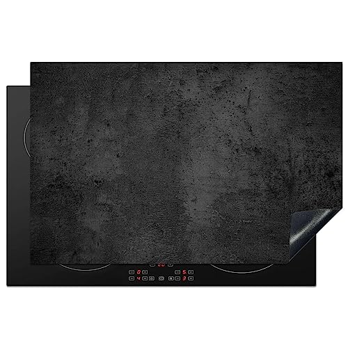 KitchenYeah© Herdabdeckplatte Einteilig Ceranfeld Abdeckplatte für Induktionsschutz Ceranfeldabdeckung Vinyl Herdabdeckplatten Beton - Vintage - Rustikal - Grau - Schwarz - 80.2x52.2 cm von KitchenYeah