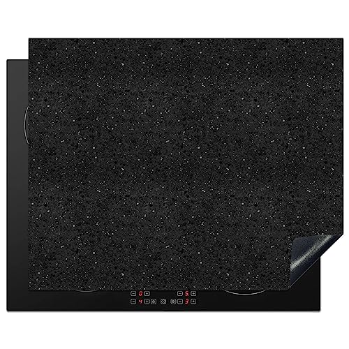 KitchenYeah© Herdabdeckplatte Einteilig Küche Herdabdeckung Ceranfeld Herdabdeckplatten Vinyl Matte Aufrollbar Granit - Schwarz - Grau - Dunkel - 65x52 cm von KitchenYeah