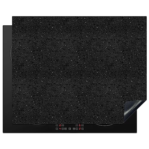 KitchenYeah© Herdabdeckplatte Einteilig Küche Herdabdeckung Induktionsfeld Ceranfeld Herdabdeckplatten Vinyl Matte Aufrollbar Granit - Schwarz - Grau - Dunkel - 65x52 cm von KitchenYeah