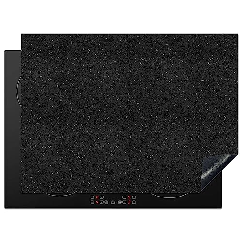 KitchenYeah© Herdabdeckplatte Einteilig Küche Herdabdeckung Ceranfeld Herdabdeckplatten Vinyl Matte Aufrollbar Granit - Schwarz - Grau - Dunkel - 70x52 cm von KitchenYeah