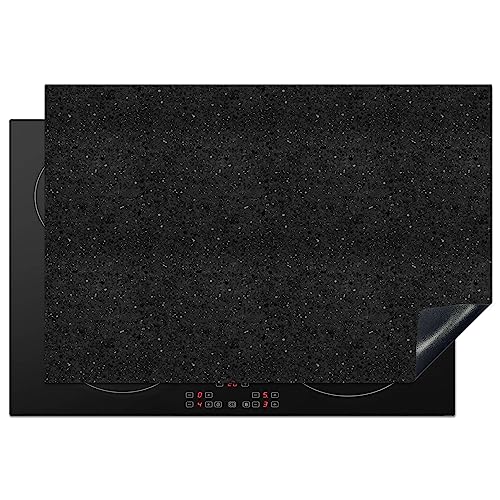 KitchenYeah© Herdabdeckplatte Einteilig Küche Herdabdeckung Ceranfeld Herdabdeckplatten Vinyl Matte Aufrollbar Granit - Schwarz - Grau - Dunkel - 77x51 cm von KitchenYeah