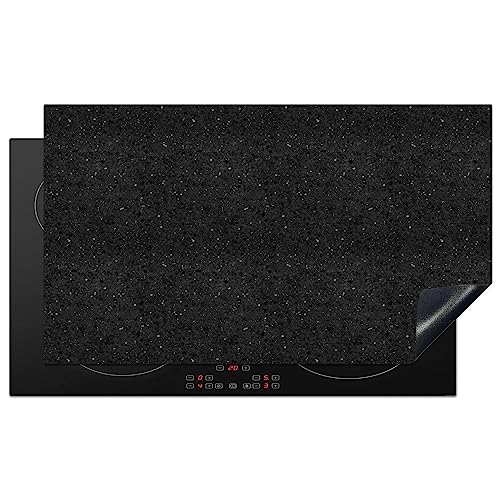 KitchenYeah© Herdabdeckplatte Einteilig Küche Herdabdeckung Induktionsfeld Ceranfeld Herdabdeckplatten Vinyl Matte Aufrollbar Granit - Schwarz - Grau - Dunkel - 90x52 cm von KitchenYeah