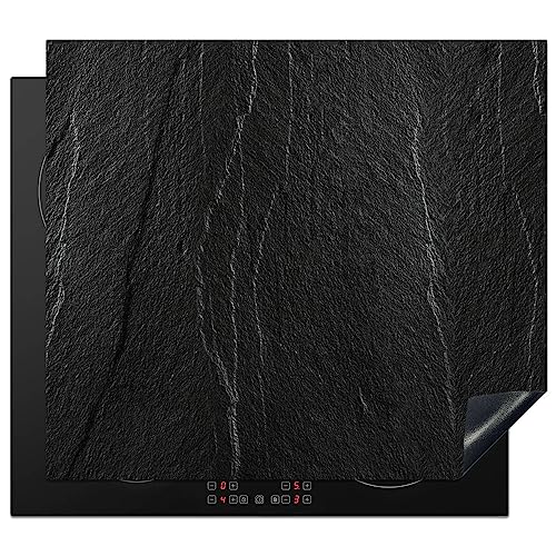 KitchenYeah© Herdabdeckplatte Einteilig Küche Herdabdeckung Induktionsfeld Ceranfeld Herdabdeckplatten Vinyl Matte Aufrollbar Stein - Anthrazit - Dunkel - grau - 57x51 cm von KitchenYeah