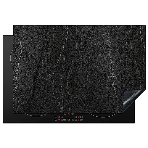 KitchenYeah© Herdabdeckplatte Einteilig Küche Herdabdeckung Induktionsfeld Ceranfeld Herdabdeckplatten Vinyl Matte Aufrollbar Stein - Anthrazit - Dunkel - grau - 78x52 cm von KitchenYeah