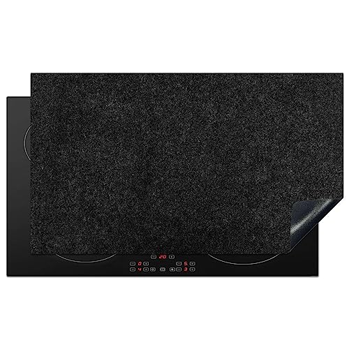 KitchenYeah© Herdabdeckplatte Einteilig Küche Herdabdeckung Ceranfeld Herdabdeckplatten Vinyl Matte Aufrollbar Granite - Schwarz - Design - Stein - 91.2x52 cm von KitchenYeah