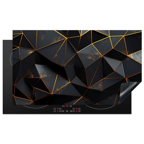 KitchenYeah© Herdabdeckplatte Einteilig Küche Herdabdeckung Induktionsfeld Ceranfeld Herdabdeckplatten Vinyl Matte Aufrollbar Schwarz - Gold - Design - Luxus - 91.6x52.7 cm von KitchenYeah