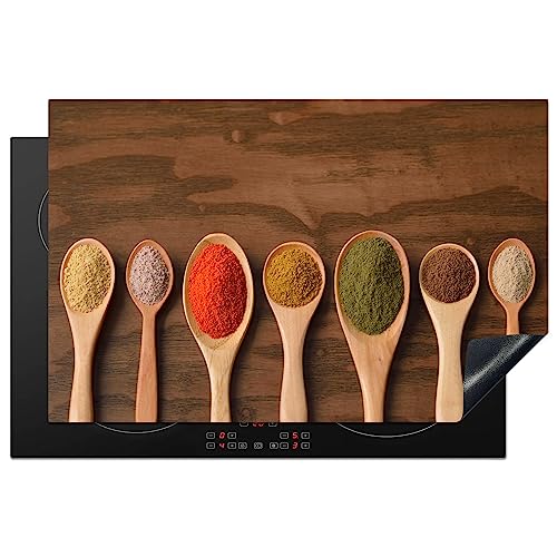 KitchenYeah© Herdabdeckplatte Einteilig Küche Ceranfeld Abdeckplatte Cerankochfeld Abdeckung Induktionskochfeld Schutzmatte Schöpfkelle - Kräuter - Lebensmittel - Gewürze - Tisch - 80x52 cm von KitchenYeah