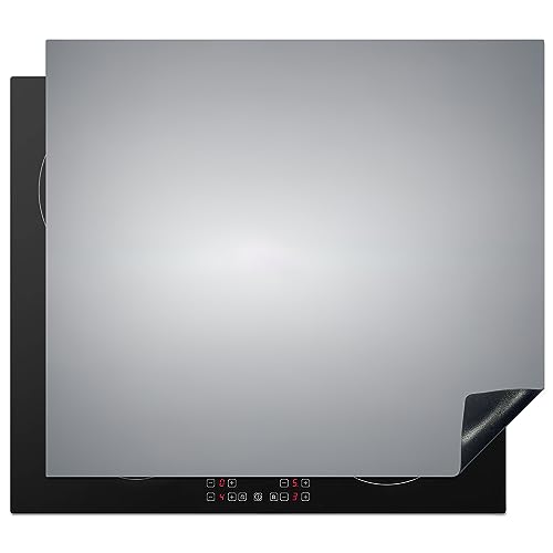KitchenYeah© Herdabdeckplatte Einteilig Küche Ceranfeld Abdeckplatte Cerankochfeld Abdeckung Induktionskochfeld Schutzmatte Silber - Grau - Metall - Dunkel - 59x52 cm von KitchenYeah