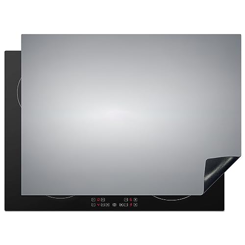 KitchenYeah© Herdabdeckplatte Einteilig Küche Ceranfeld Abdeckplatte Cerankochfeld Abdeckung Induktionskochfeld Schutzmatte Silber - Grau - Metall - Dunkel - 70x52 cm von KitchenYeah