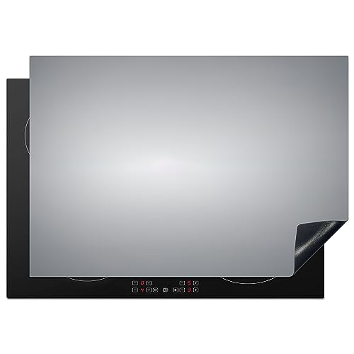 KitchenYeah© Herdabdeckplatte Einteilig Küche Ceranfeld Abdeckplatte Cerankochfeld Abdeckung Induktionskochfeld Schutzmatte Silber - Grau - Metall - Dunkel - 75x52 cm von KitchenYeah