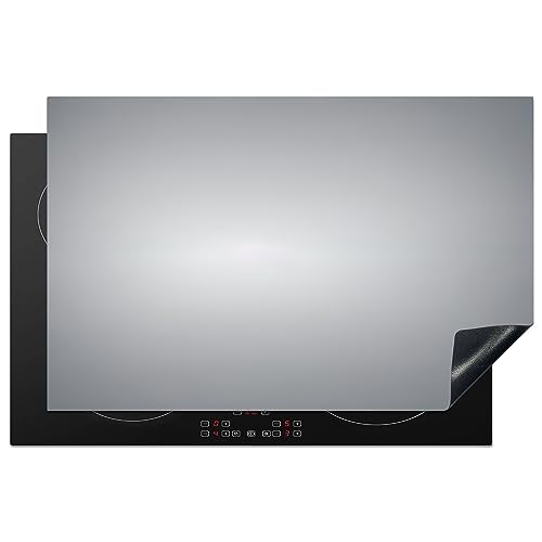 KitchenYeah© Herdabdeckplatte Einteilig Küche Ceranfeld Abdeckplatte Cerankochfeld Abdeckung Induktionskochfeld Schutzmatte Silber - Grau - Metall - Dunkel - 81.6x52.7 cm von KitchenYeah