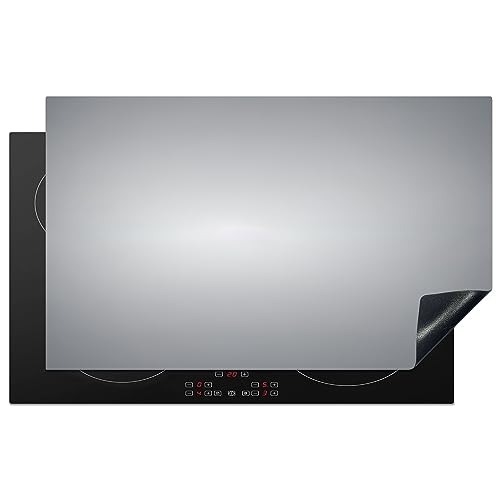 KitchenYeah© Herdabdeckplatte Einteilig Küche Ceranfeld Abdeckplatte Cerankochfeld Abdeckung Induktionskochfeld Schutzmatte Silber - Grau - Metall - Dunkel - 83x51 cm von KitchenYeah