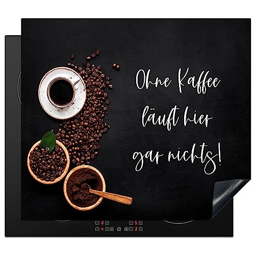 KitchenYeah© Herdabdeckplatte Einteilig Küche Kochfeld Abdeckung Ceranfeld Herdplattenabdeckung Aufrollbare Matte Zitate & Sprüche - "Ohne Kaffee läuft hier gar nichts!" - 60x52 cm von KitchenYeah