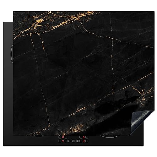 KitchenYeah© Herdabdeckplatte Einteilig Abdeckplatten Cerankochfeld Abdeckung Ceranfeld Herdplattenabdeckung Induktionsmatte Marmor - Schwarz - Gold - Massiv - Chic - Design - 59x52 cm von KitchenYeah