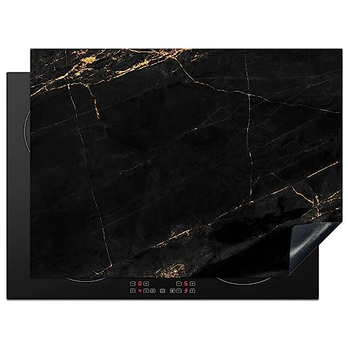 KitchenYeah© Herdabdeckplatte Einteilig Abdeckplatten Cerankochfeld Abdeckung Ceranfeld Herdplattenabdeckung Induktionsmatte Marmor - Schwarz - Gold - Massiv - Chic - Design - 70x52 cm von KitchenYeah