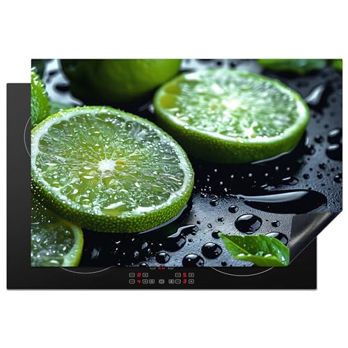 KitchenYeah© Herdabdeckplatte 78x52 cm Induktion Schutzmatte Küche Herdabdeckung Ceranfeld Induktionsmatte Cerankochfeld Abdeckung Obst - Limette - Grün - Wasser von KitchenYeah