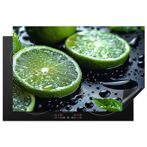 KitchenYeah© Herdabdeckplatte 81.2x52 cm Induktion Schutzmatte Küche Herdabdeckung Ceranfeld Induktionsmatte Cerankochfeld Abdeckung Obst - Limette - Grün - Wasser von KitchenYeah