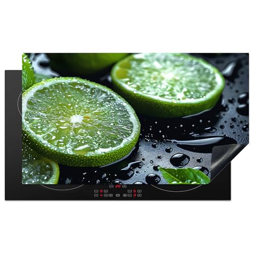 KitchenYeah© Herdabdeckplatte 90x52 cm Induktion Schutzmatte Küche Herdabdeckung Ceranfeld Induktionsmatte Cerankochfeld Abdeckung Obst - Limette - Grün - Wasser von KitchenYeah
