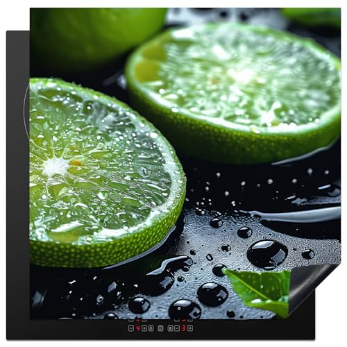 KitchenYeah© Herdabdeckplatte 78x78 cm Induktion Schutzmatte Küche Herdabdeckung Ceranfeld Induktionsmatte Cerankochfeld Abdeckung Obst - Limette - Grün - Wasser von KitchenYeah