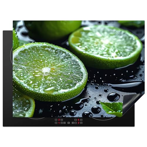 KitchenYeah© Herdabdeckplatte 70x52 cm Induktion Schutzmatte Küche Herdabdeckung Ceranfeld Induktionsmatte Cerankochfeld Abdeckung Obst - Limette - Grün - Wasser von KitchenYeah
