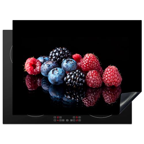 KitchenYeah© Herdabdeckplatte Induktion Schutzmatte Küche Herdabdeckung Ceranfeld Induktionsmatte Cerankochfeld Abdeckung Obst - Rot - Blaubeere - Himbeere - Stilleben - 70x52 cm von KitchenYeah