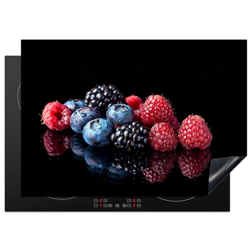 KitchenYeah© Herdabdeckplatte Induktion Schutzmatte Küche Herdabdeckung Ceranfeld Induktionsmatte Cerankochfeld Abdeckung Obst - Rot - Blaubeere - Himbeere - Stilleben - 75x52 cm von KitchenYeah