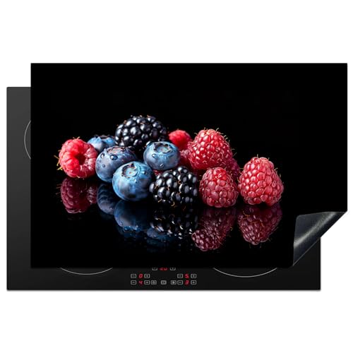 KitchenYeah© Herdabdeckplatte Induktion Schutzmatte Küche Herdabdeckung Ceranfeld Induktionsmatte Cerankochfeld Abdeckung Obst - Rot - Blaubeere - Himbeere - Stilleben - 80x52 cm von KitchenYeah