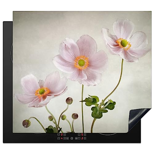 KitchenYeah© Herdabdeckplatte Induktion Schutzmatte Küche Herdabdeckung Ceranfeld Induktionsmatte Cerankochfeld Abdeckung Pink - Blumen - Ölgemälde - Mohn - Rosa - 59x51 cm von KitchenYeah