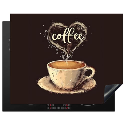 KitchenYeah© Herdabdeckplatte Induktion Schutzmatte Küche Herdabdeckung Ceranfeld Induktionsmatte Cerankochfeld Abdeckung Vintage - Kaffee - Zitat - Herz - 65x52 cm von KitchenYeah