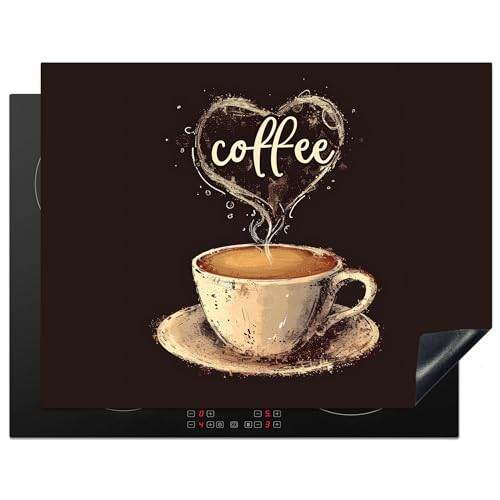 KitchenYeah© Herdabdeckplatte Induktion Schutzmatte Küche Herdabdeckung Ceranfeld Induktionsmatte Cerankochfeld Abdeckung Vintage - Kaffee - Zitat - Herz - 77x59 cm von KitchenYeah