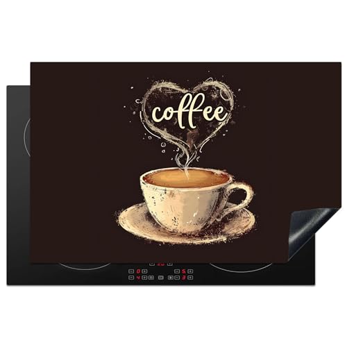 KitchenYeah© Herdabdeckplatte Induktion Schutzmatte Küche Herdabdeckung Ceranfeld Induktionsmatte Cerankochfeld Abdeckung Vintage - Kaffee - Zitat - Herz - 80.2x52.2 cm von KitchenYeah