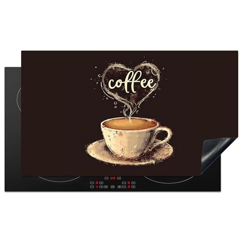KitchenYeah© Herdabdeckplatte Induktion Schutzmatte Küche Herdabdeckung Ceranfeld Induktionsmatte Cerankochfeld Abdeckung Vintage - Kaffee - Zitat - Herz - 91.6x52.7 cm von KitchenYeah