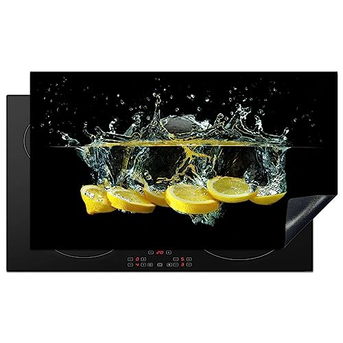 KitchenYeah© Herdabdeckplatte Induktion Schutzmatte Küche Herdabdeckung Ceranfeld Induktionsmatte Cerankochfeld Abdeckung Zitrone - Obst - Gelb - Stillleben - Wasser - 90x52 cm von KitchenYeah
