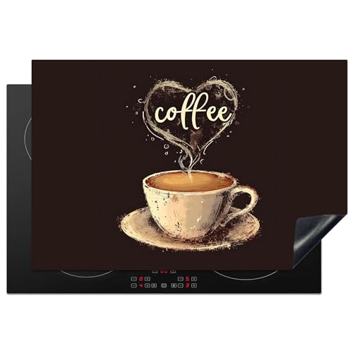 KitchenYeah© Herdabdeckplatte Induktion Schutzmatte Küche Herdabdeckung Ceranfeld Induktionsmatte Cerankochfeld Abdeckung Vintage - Kaffee - Zitat - Herz - 77x51 cm von KitchenYeah
