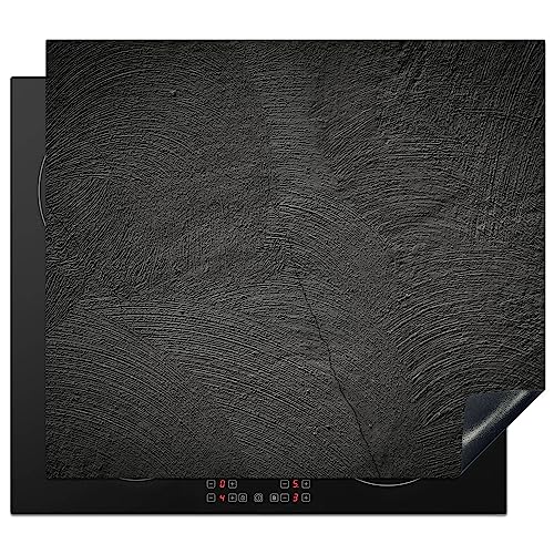 KitchenYeah© Herdabdeckplatte Einteilig Küche Herdabdeckung Induktionsfeld Ceranfeld Herdabdeckplatten Vinyl Matte Aufrollbar Beton - Schwarz - Grau - Massiv - Industrial - 60x52 cm von KitchenYeah