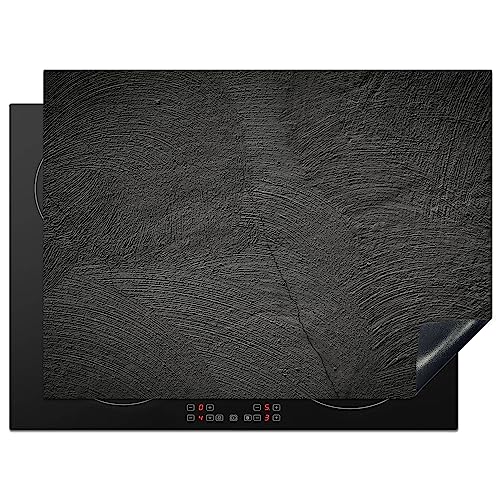 KitchenYeah© Herdabdeckplatte Einteilig Küche Herdabdeckung Induktionsfeld Ceranfeld Herdabdeckplatten Vinyl Matte Aufrollbar Beton - Schwarz - Grau - Massiv - Industrial - 71x52 cm von KitchenYeah