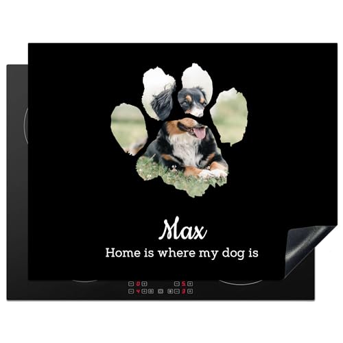 KitchenYeah© Herdabdeckplatte Personalisiert Einteilig Küche Herdabdeckung Ceranfeld Herdabdeckplatten Anti Rutsch Matte Aufrollbar Pfotenabdruck - Hund - Katze - 51.5L x 83B cm von KitchenYeah