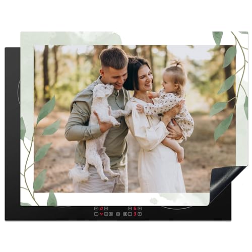 KitchenYeah© Herdabdeckplatte Personalisiert Einteilig Küche Kochfeld Abdeckung Ceranfeld Herdplattenabdeckung Aufrollbare Matte dein Foto - Bild - Blätter - Grün - 51.6L x 57.6B cm von KitchenYeah