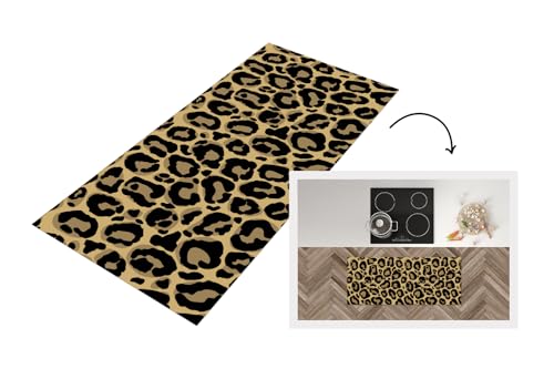 KitchenYeah© Küchenläufer 120x50 cm Anti Rutsch Matte Küche Küchenmatte Boden Kitchen Mat Läufer Waschbar rutschfest Waschbarer Waterproof Leopardenmuster – Muster – Leopard von KitchenYeah